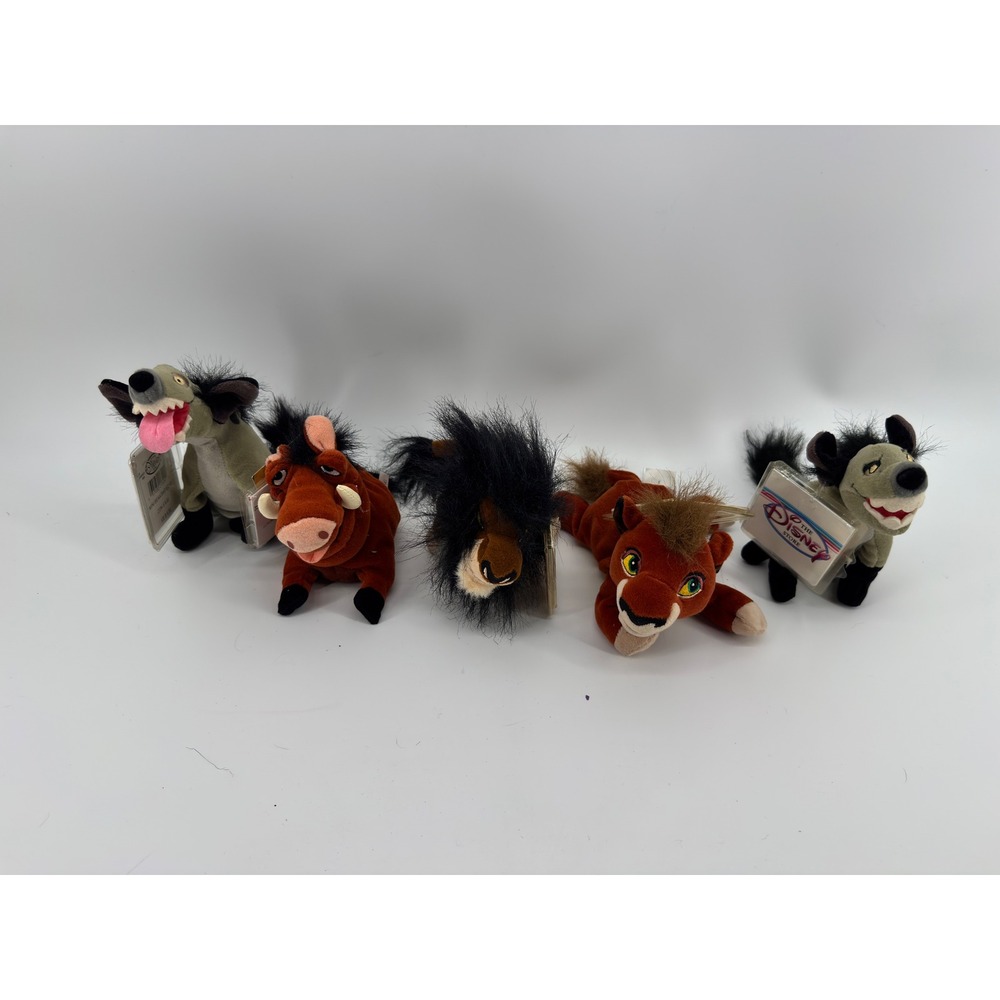 VTG Disney Store Lion King Mini Bean Bag Plush Lot Scar Pumbaa Simba Hyenas NWT